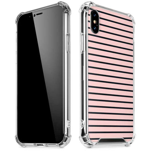 Pink and Black Stripes iPhone XS Max Clear Case